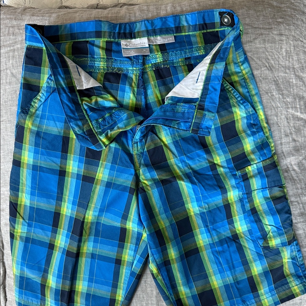 Columbia Blue and Green Checkered Shorts